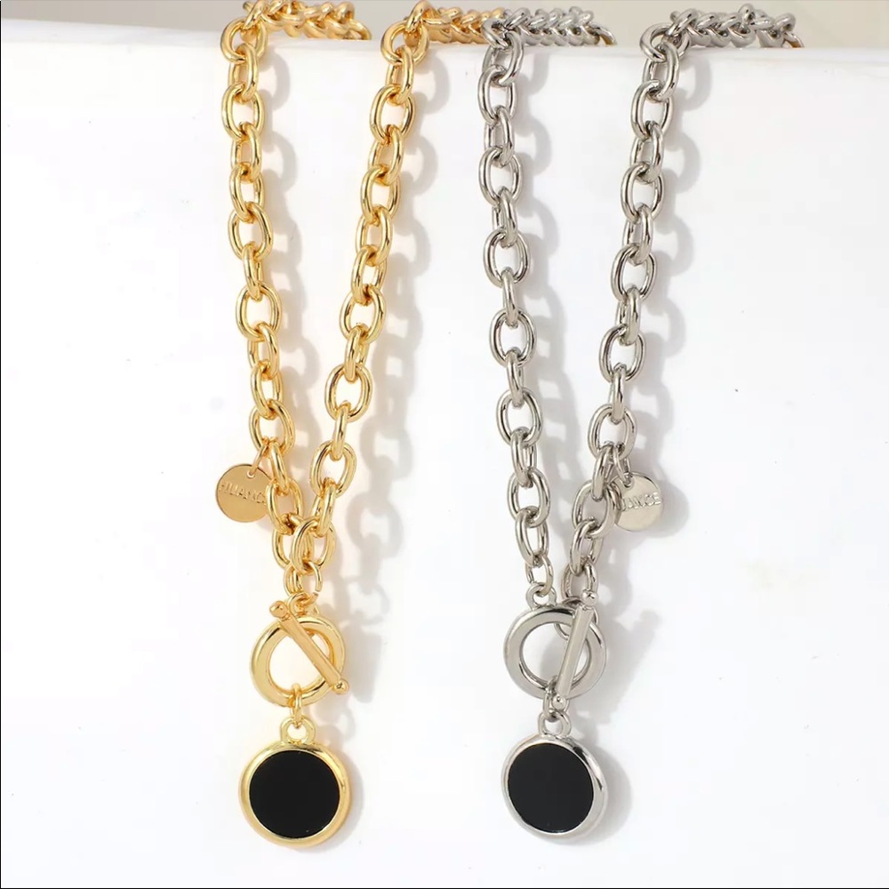 NEW 18K GOLD CHAIN TOGGLE NECKLACE - Picture 3 of 10